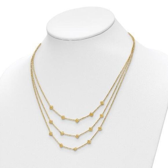 Leslie's 14K Polished and Textured 3 Strand Necklace - Picture 4 of 5